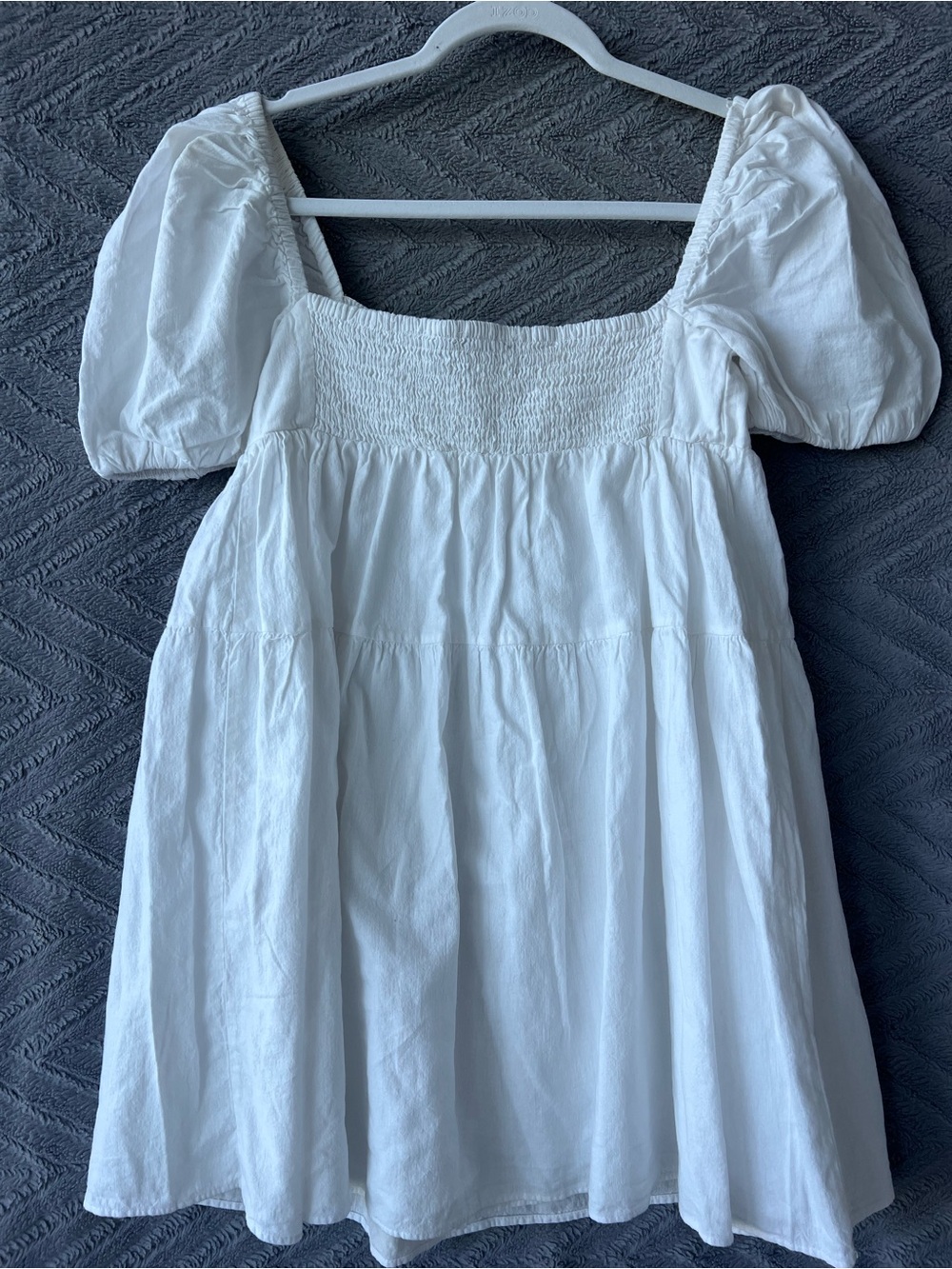 Zara White Puff Sleeve Midi Dress